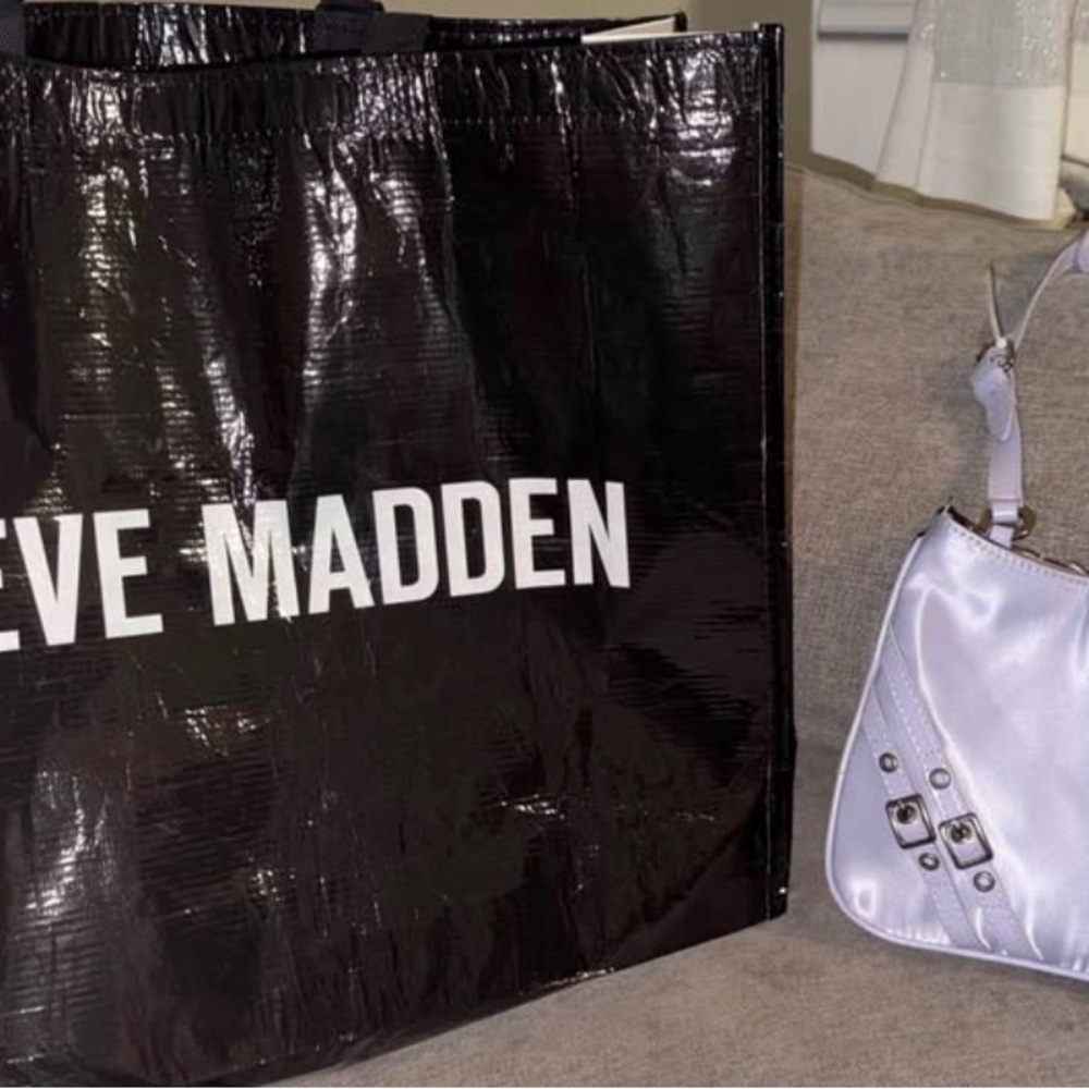 Steve Madden Satin Lilac Shoulder Bag with Silver Hardware